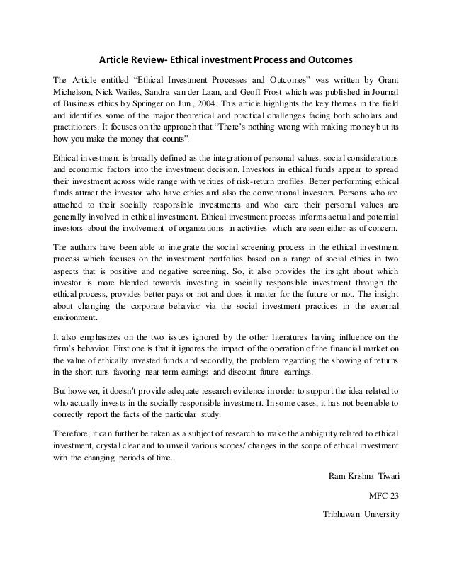 research articles on business ethics literature review on business ethics